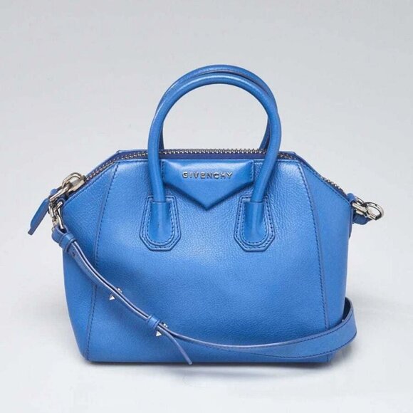 Givenchy Blue Sugar Goatskin Leather Mini Antigona Bag - Picture 1 of 12